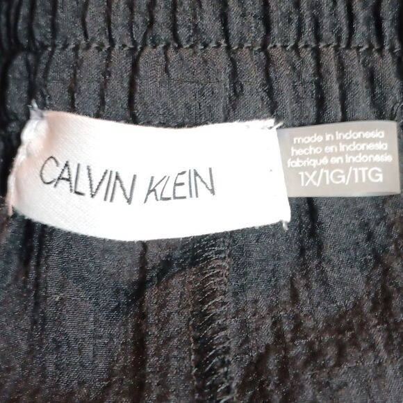 Calvin Klein Womens Black High Waist Wide Leg Pants Pockets sz 1X - Picture 13 of 13